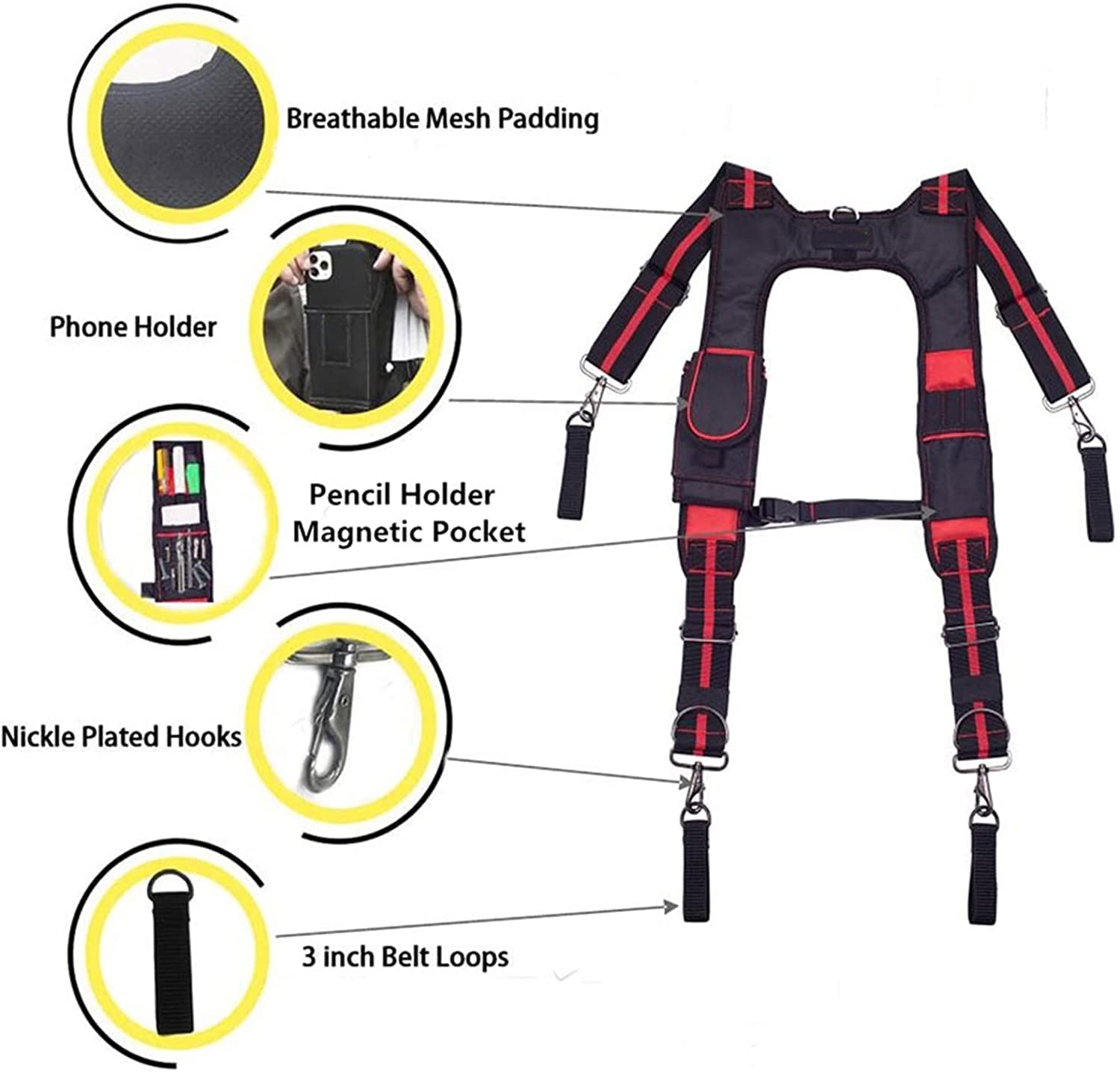 Heavy Work Tool Belt Suspenders Nail Pocket Set Verstelbare lendensteun Multi Function Tooling Braces voor timmerman Electricia Maintenance Tool Storage Kit Portable (Color : Style 4) (Style 4 Heavy Work Tool Belt Suspenders Nail Pocket Set Verstelbare lendensteun Multi Function Tooling Braces voor timmerman Electricia Maintenance Tool Storage Kit Portable (Color : Style 4) (Style 4