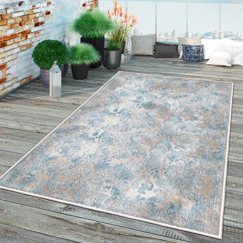Homenette Machine Washable Rug 8' X 10', Non Slip, Stain Resistant, Blue/Grey Rugs For Living Room, Bedroom, Bathroom, Kitchen, Decorative Modern Cotton Boho Patterned Tokyo Collection Area Rugs #TOP3