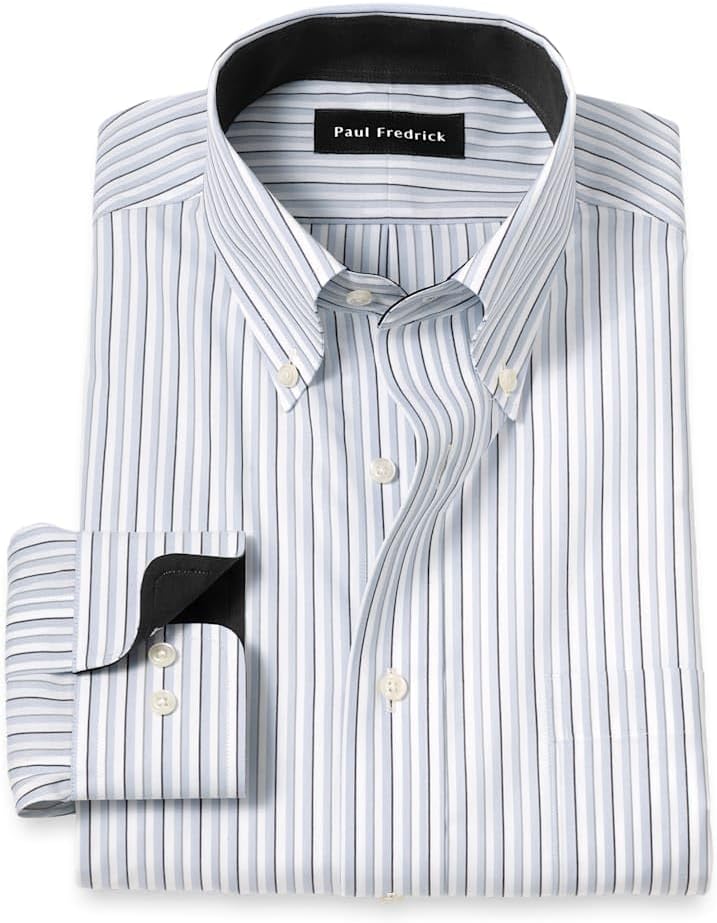 Paul Fredrick Men's Classic Fit NonIron Cotton Stripe
