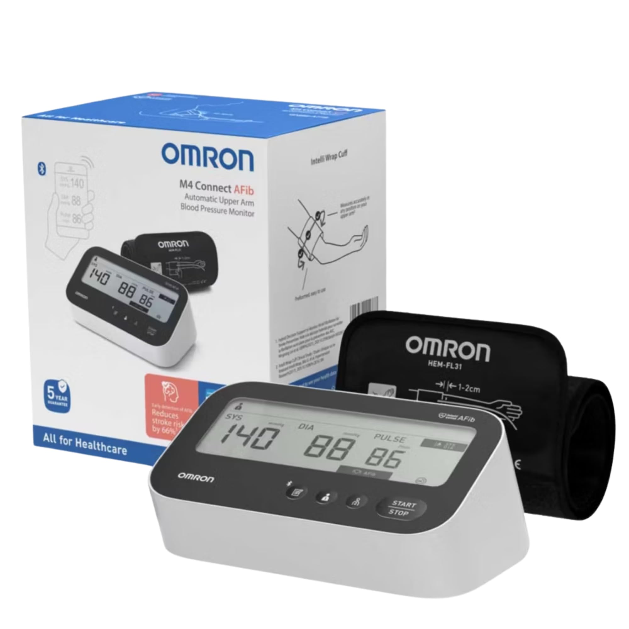 Omron M4 Connect AFib - Monitor de presión arterial para brazo superior