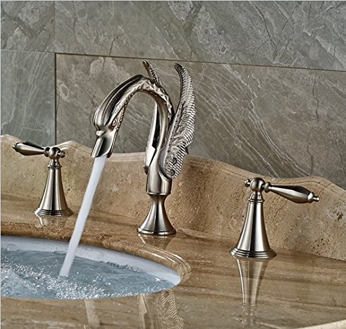 Robinet de lavabo haut de gamme au motif créatif en nickel brossé élégant