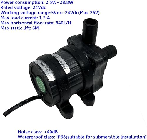 Miniatura 5 de SHYSKY Bomba de agua de 24 V CC, sumergible, accionada magnéticamente, más potente DC40A-2460 28W 6M 19 pies, 221 GPH para fuente de pecera de
