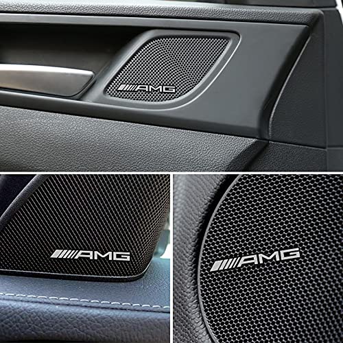 AMG 車のロゴホーンステッカー スピーカーデカールステッカー 3Dアルミバ車用エンブレム インテリア装飾アクセサリーの 金属装飾ロゴバッジステッカー 4枚セット