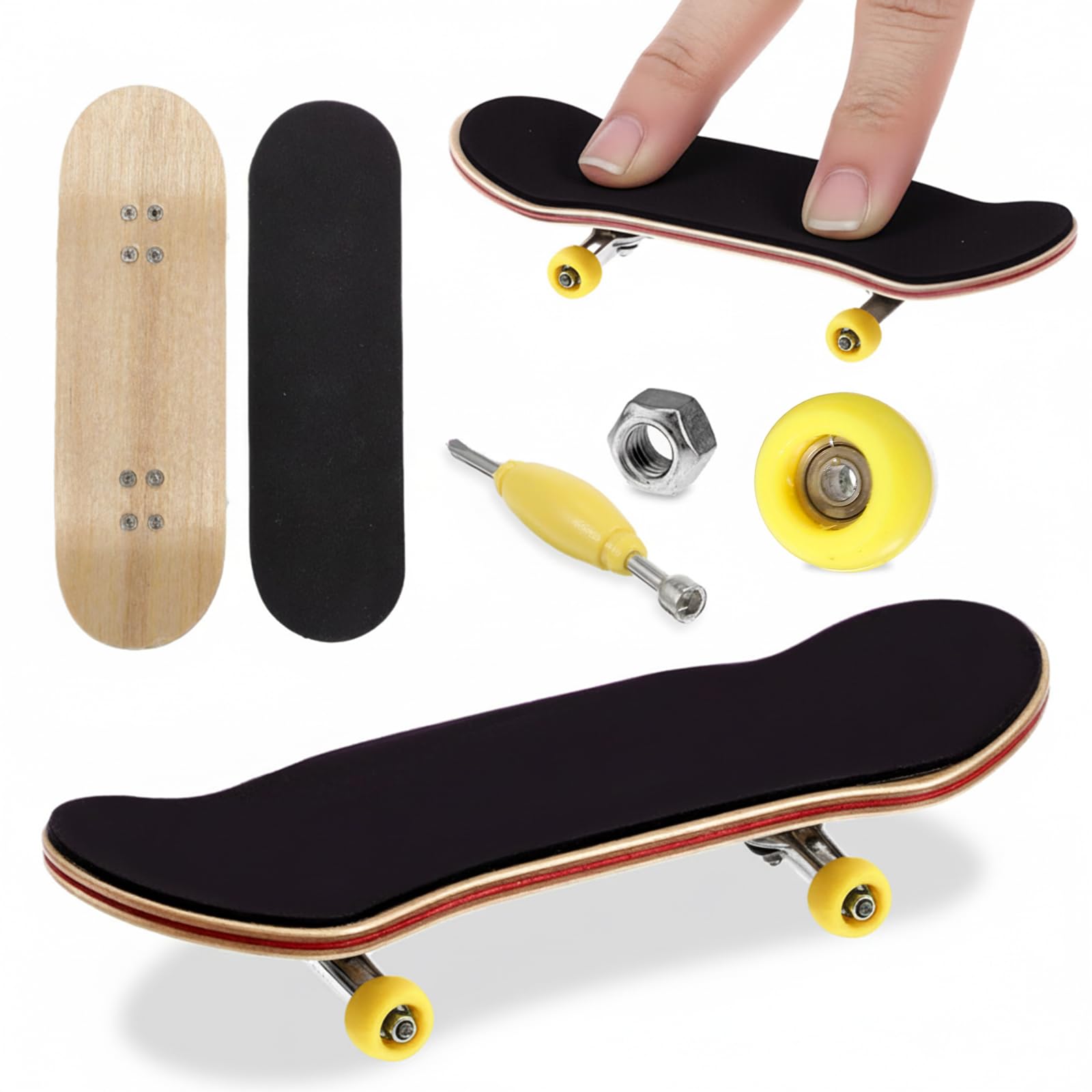 Mini Finger Skateboard, kreatywny fingerboard, profesjonalna deskorolka palcowa, zabawka palcowa z drewna klonowego, dla entuzjastów jazdy na deskorolce, prezenty urodzinowe dla dzieci, mini gry