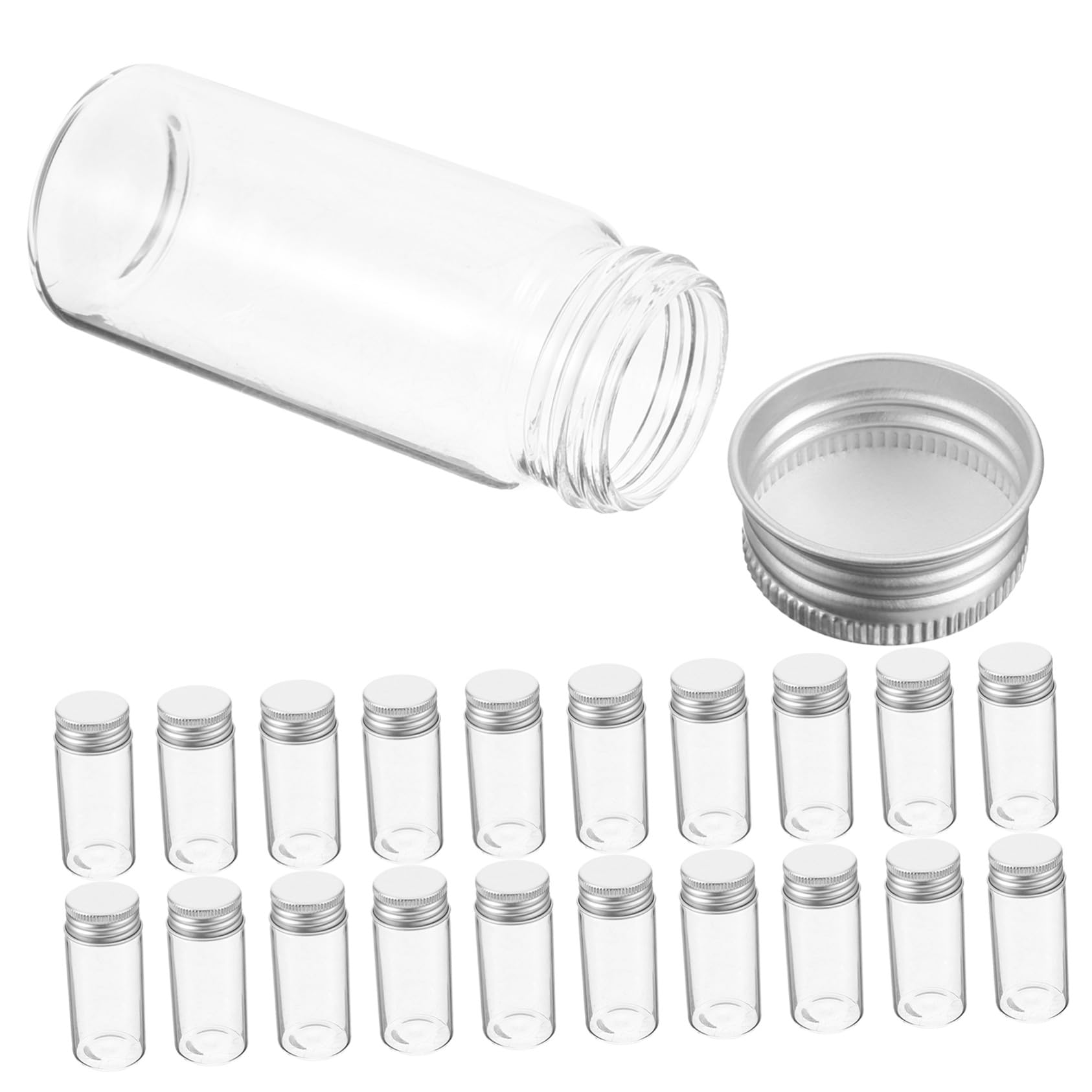 24 Stück 30ml Glas Reagenzgläser mit Deckel Transparente Fläschchen mit 24 Eisenverschlüssen Auslaufsicher für Aufbewahrung