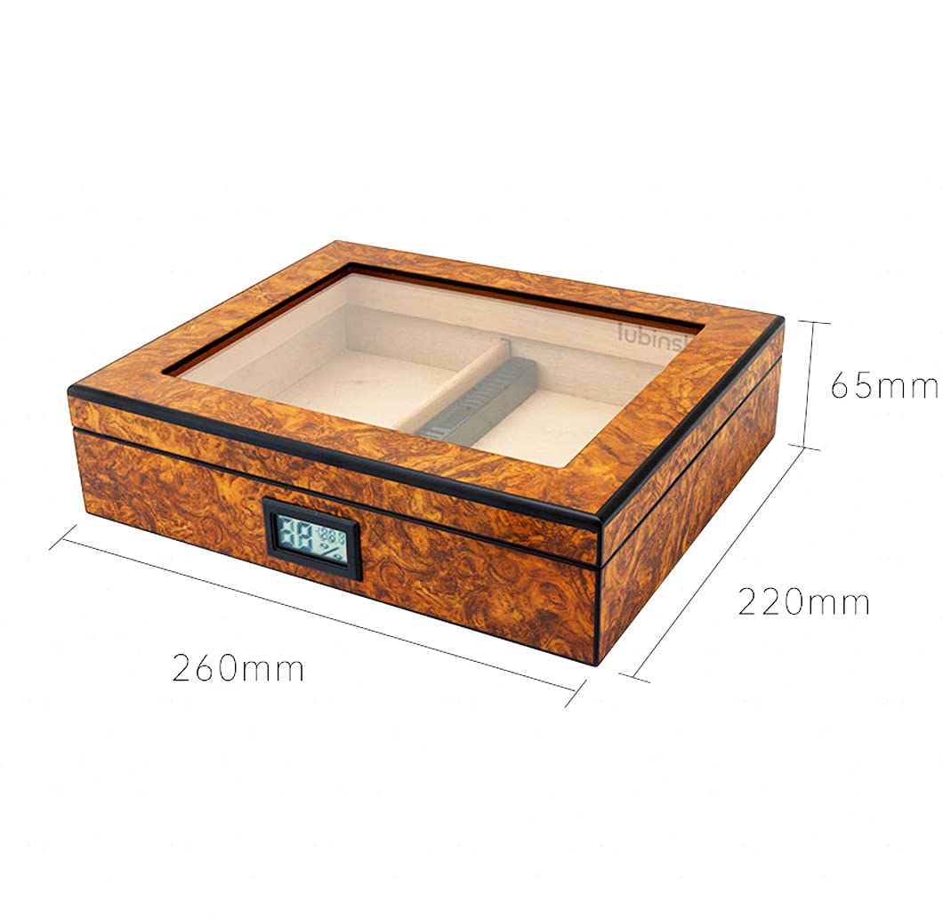 LUBINSKI Cigar Humidor Handmade Wood Cigar Box Desktop Humidor with
