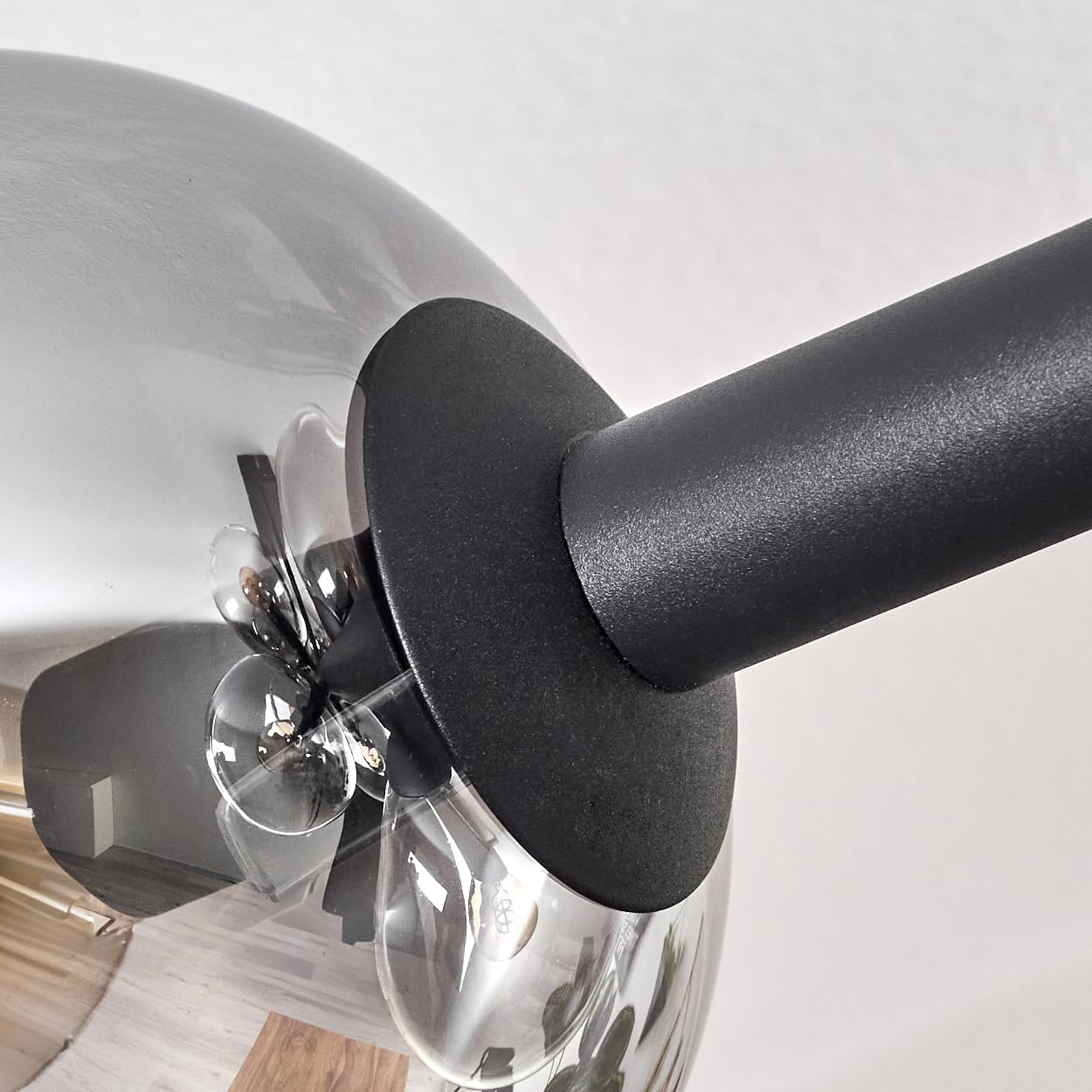 HOFSTEIN Deckenleuchte Chehalis, 10-flammige Deckenlampe aus Metall/Glas in Schwarz/Rauch/Klar, Leuchte im Retro/Vintage-Design (Schirme Ø 15 cm), E14, Esszimmer, Wohnzimmer, Schlafzimmer, Küche