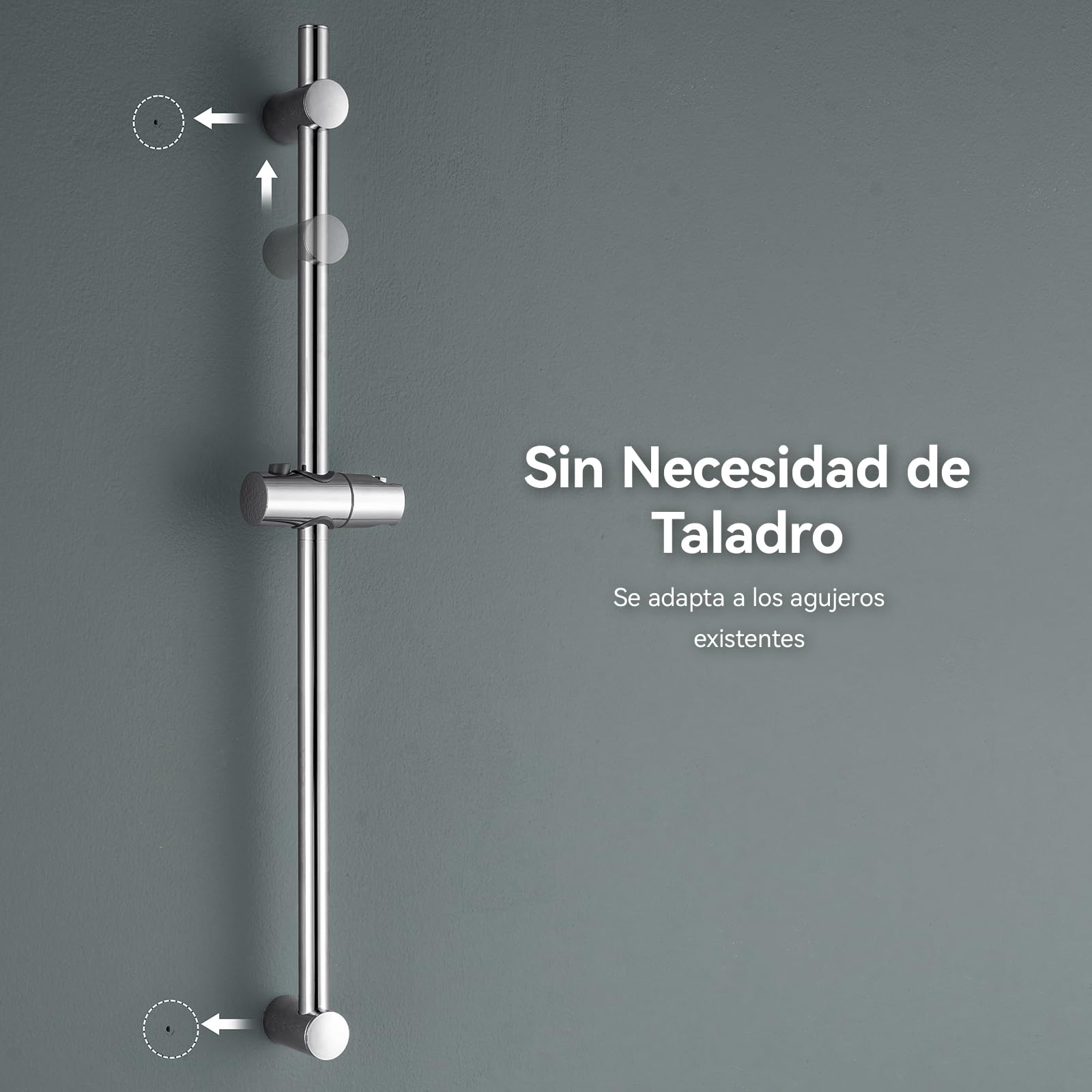 Auralum Barra de Ducha 70cm de Acero Inoxidable con Estante sin Taladrar, Columna de Ducha sin Grifo con Soporte Ajustable 360°, Ø22mm Compatible con Agujeros Existentes, Ideal para Renovación, Cromo