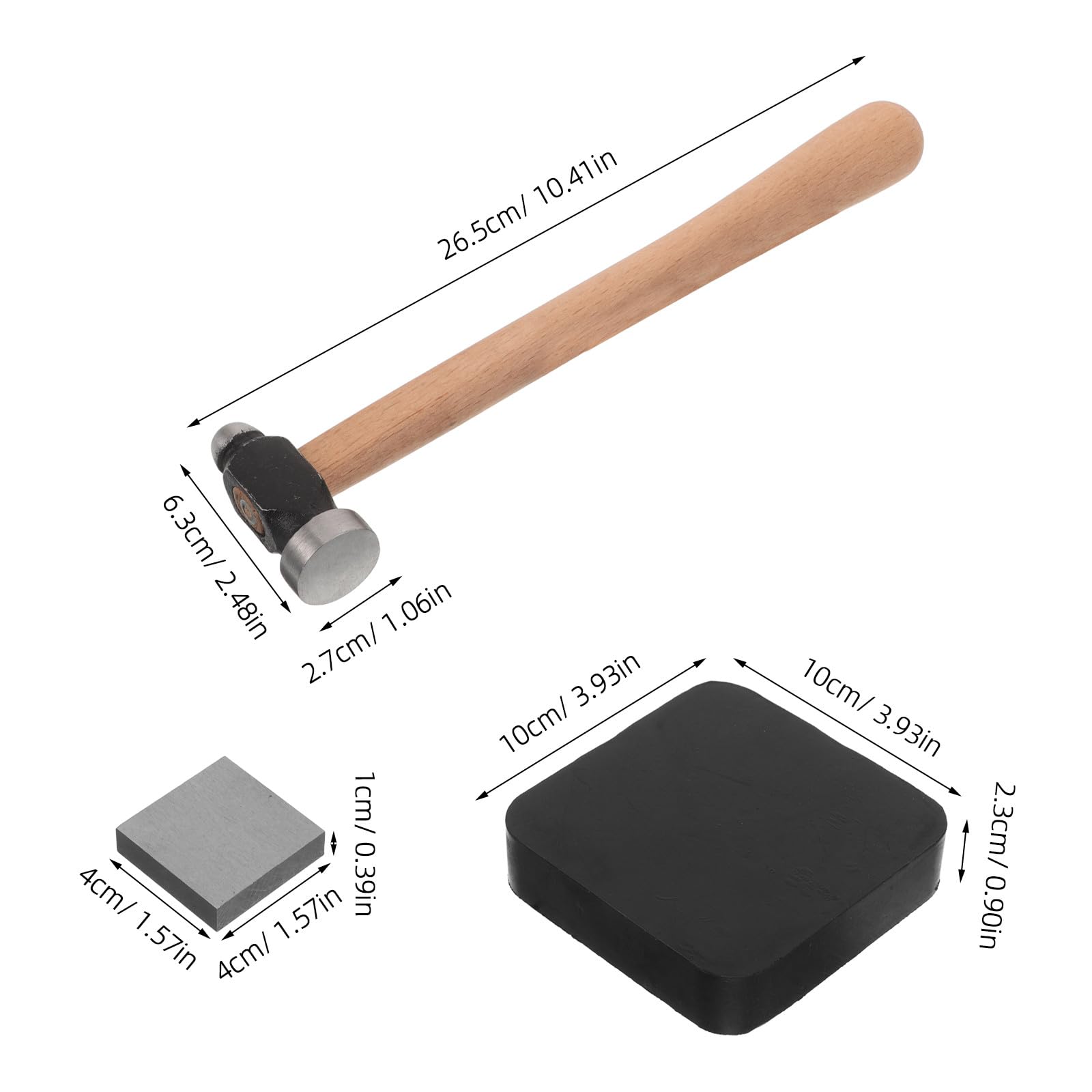 Veemoon 1 Set di Strumenti per la punzonatura - Martello per Gioielli e Blocco di Gomma da 10 cm con banco di Ferro da 4 cm - Strumento Essenziale per la punzonatura del Metallo per la Lavorazione di