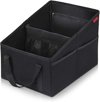 Car Seat Organizer - Passenger Seat Organizer, Collapsible Small Car Seat Storage Organizer for Console Front or Back, Automotive Backseat Organizer with Belt 4 Cup Holders for Kids Accessories Drinks
