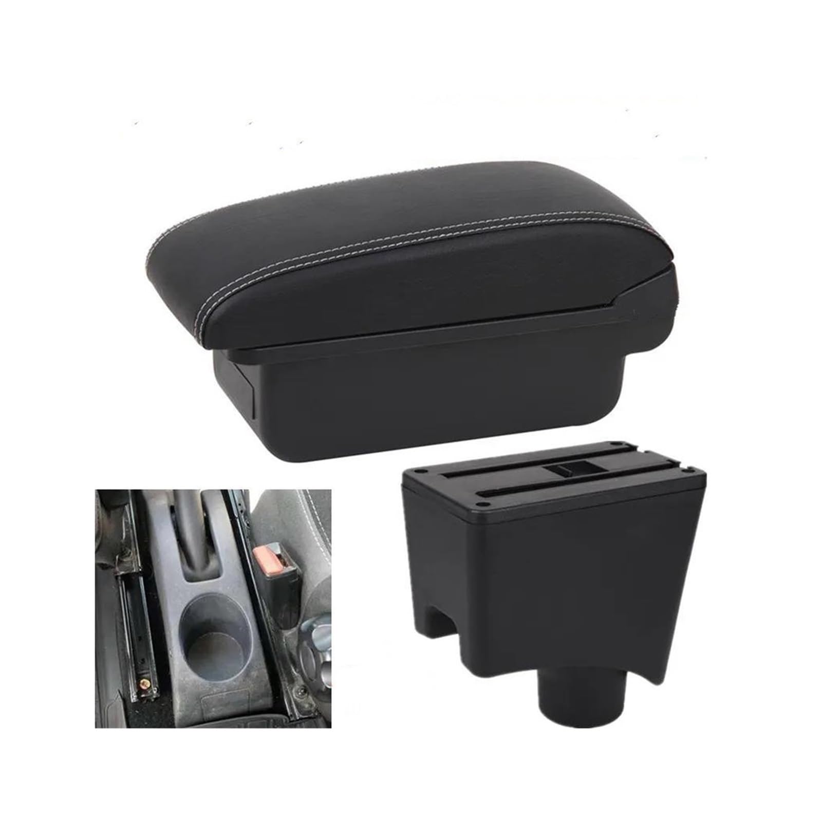 OOPUHKSY For Dacia For Renault For Sandero For Logan 2 Armrest Car Armrest Box Storage Box Car Accessories(A3 white line No USB)