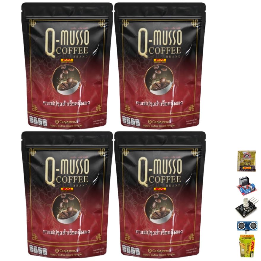 Roasted Delicious Mellow Intense QMusso Coffee Instant Mix Healthy 24 in 1 Vegan Snack Arabica 600 grams (30 Sachets) (of 4) By Beautygoodshop [Get Free For You Beauty Gifts] image 2