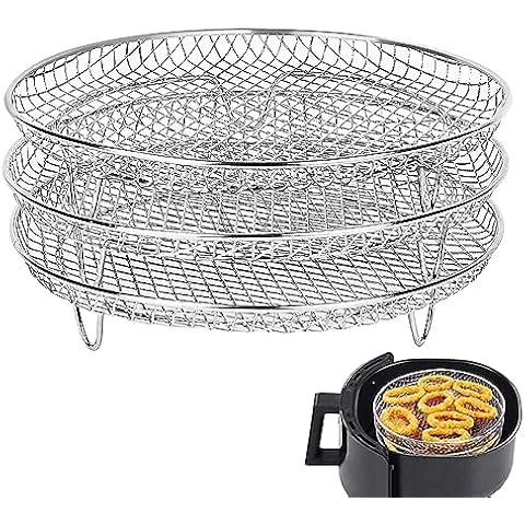 XL Air Fryer Accessories-Air Fryer Three Stackable Racks for Gowise Phillips USA Cozyna Ninjia Airfryer,Air Fryer Rack Stainless Steel Fit all 4.2QT - 5.8QT air fryer,Oven,Pressure Cooker Cover