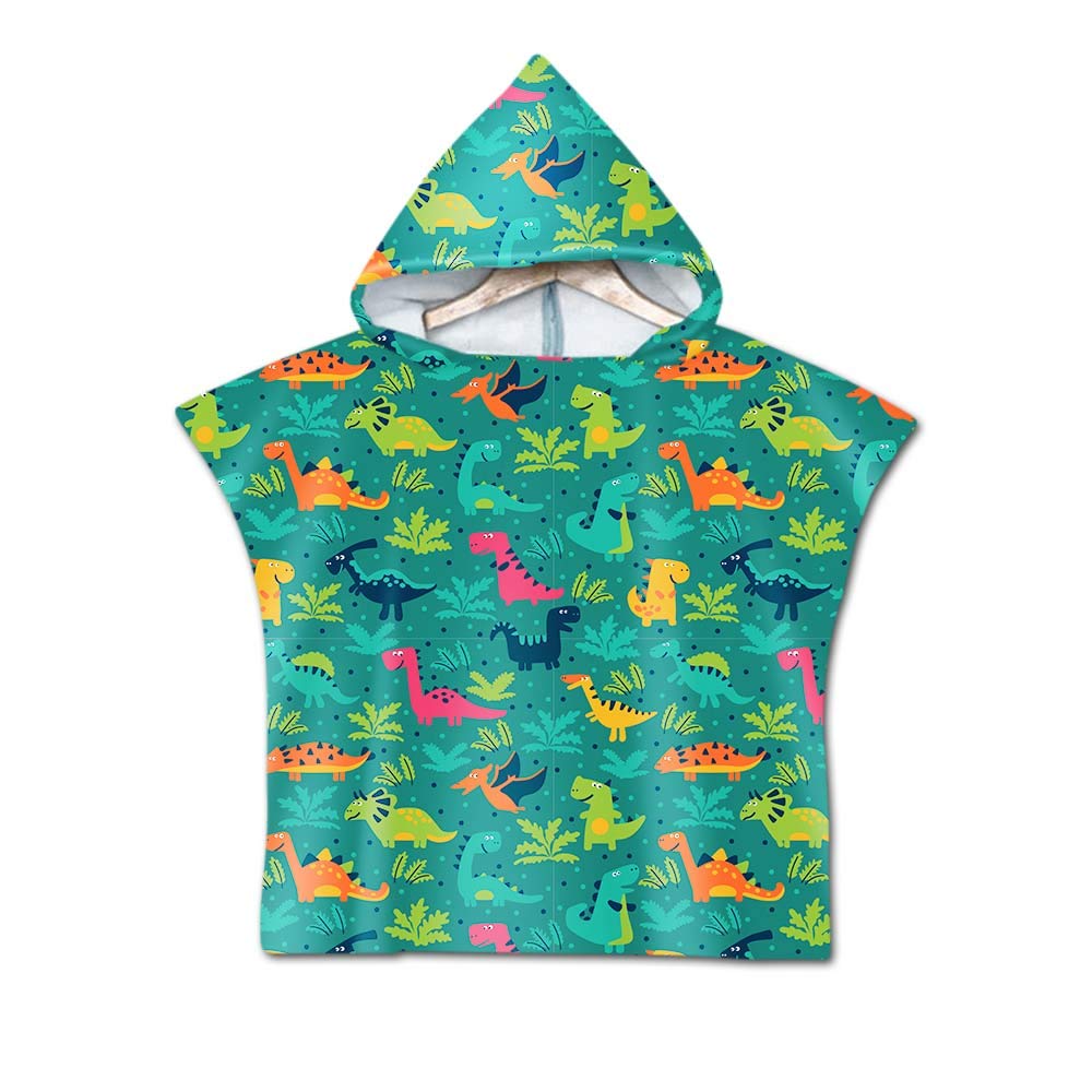 Treer Girls Green Children Beach Towel Robe Bathrobe Poncho, Cartoon Kids Baby Swim Wetsuit Swimwear Changing Towel Beach Bath Beach Robe Hooded Bath For Surfing Swimming Boy (60X60cm,)