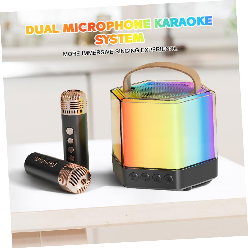 Mini Máquina de Karaoke Portátil Q7 con Micrófonos y Altavoz
