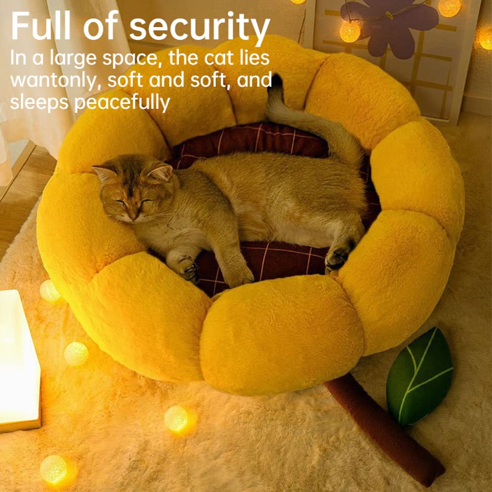 SSDHUA Cat Nest Flower Shape Cat Sofa Bed Cute and Comfortable Pet Cat House Thickened Non-Slip Soft Pet Bed Suitable for Small Cats and Dogs (M,Green)
