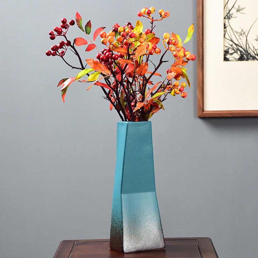 asdchZen Chinoiserie Vases For Decor Ceramic Vases For Home Decor Accent,Kiln Change Glaze Farmhouse Vase For Decor, Rustic Ceramic Vase Set, Decorative Vases, Home Decor Vases,A