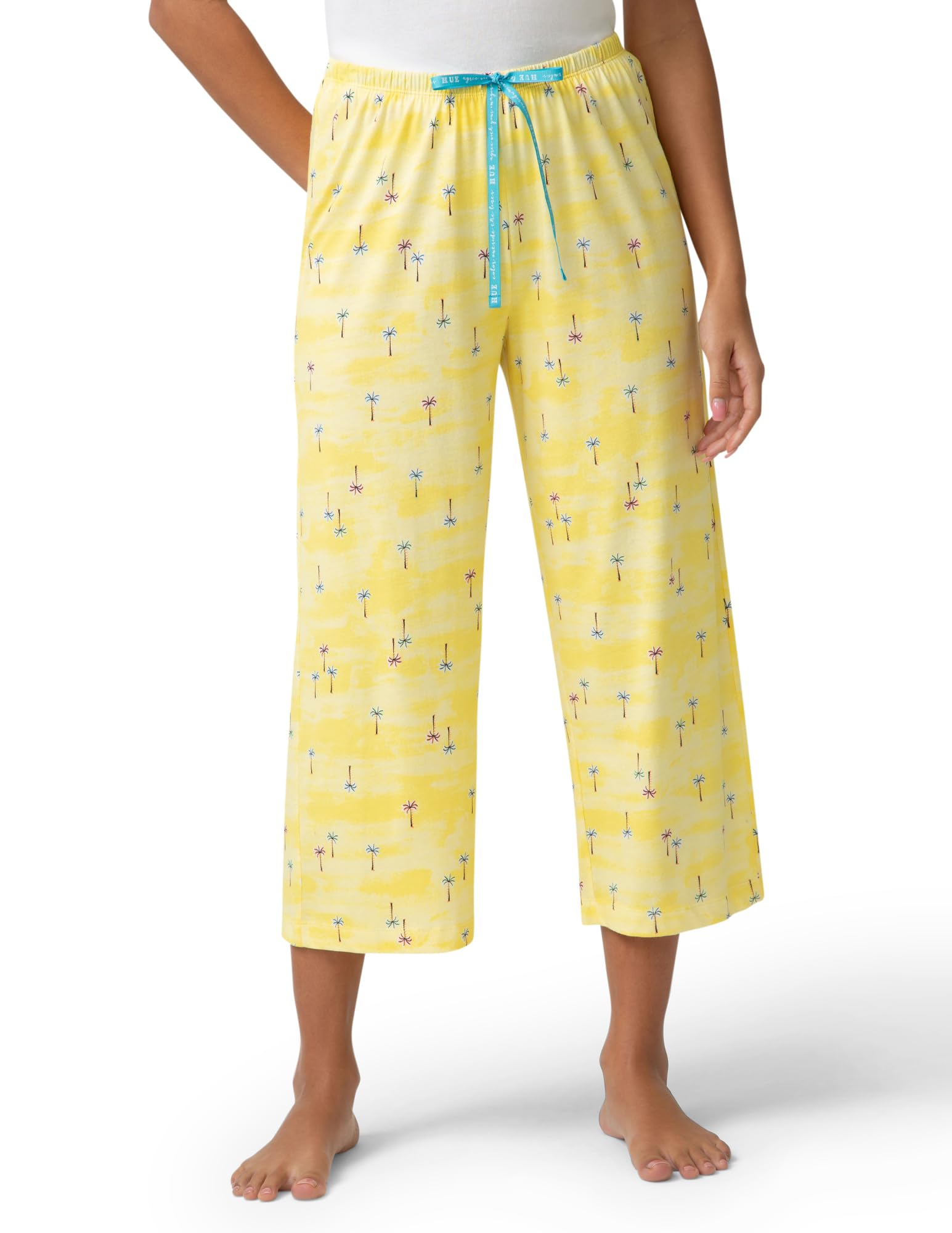 HUE Women's Summer Vacation Pajama Separates, Soft, Whimsical Print Pjs with Tropical Beach Themes, Flip Flops, Cocktails