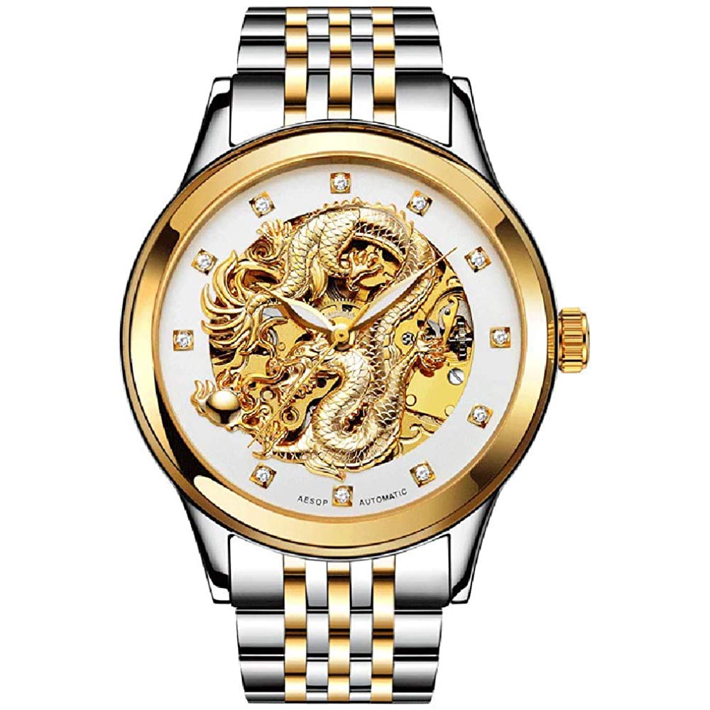MASTOP Herren-Armbanduhr, hohl, klassisch, ultradünn, Edelstahl, Saphir, automatisch, mechanisch, wasserdicht, analog