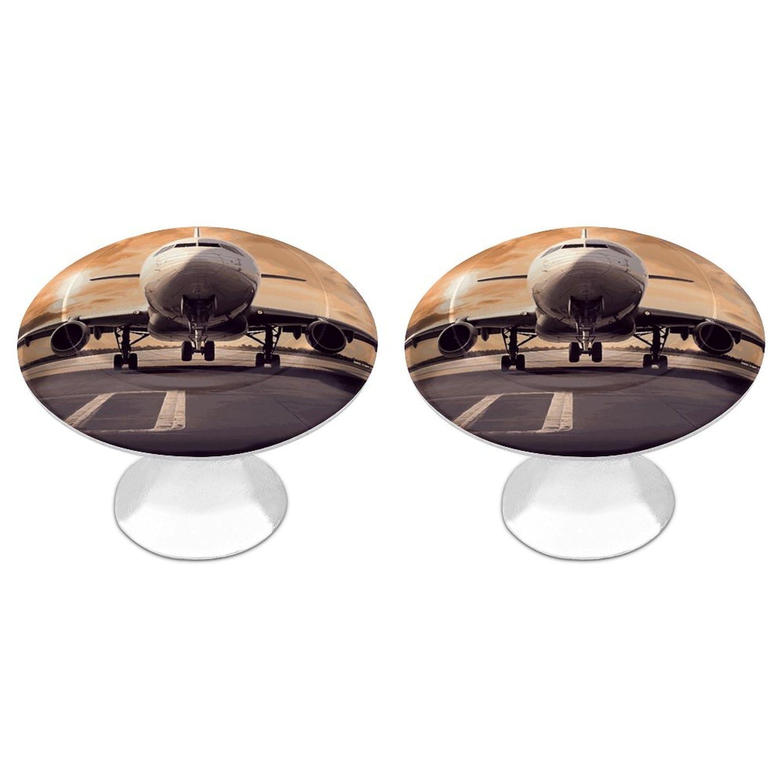 MUSM Airplane Cabinet Knobs Aluminum Alloy Drawer Handles Kitchen Drawer Pulls Round Door Knob with Screw Simple Cabinet Hardware for Dresser Furniture Bathroom 2Pack