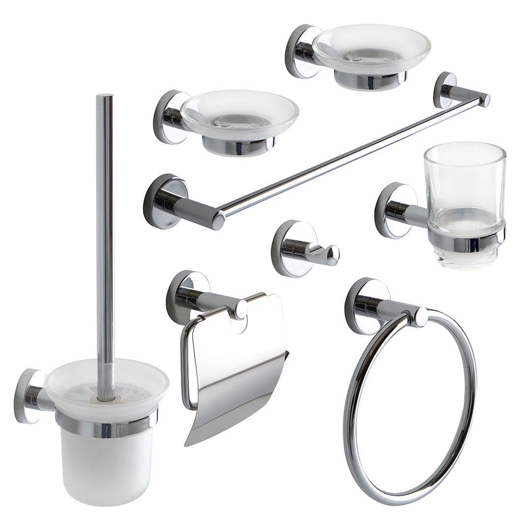 Kiamami Valentina Juego Completo DE 8 Accesorios DE BAÑO CROMADOS | Necessary