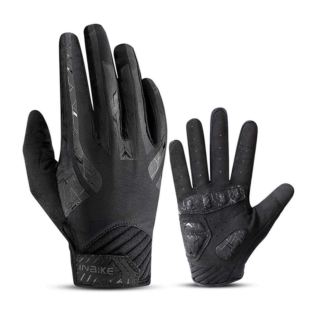Fahrradhandschuhe, reflektierend, für Damen, Winter, Fingerpullover, Touchscreen, winddicht, Sport, warm, MTB, Fahrrad, Fahrrad, Fahrradhandschuhe (Svart, XL)