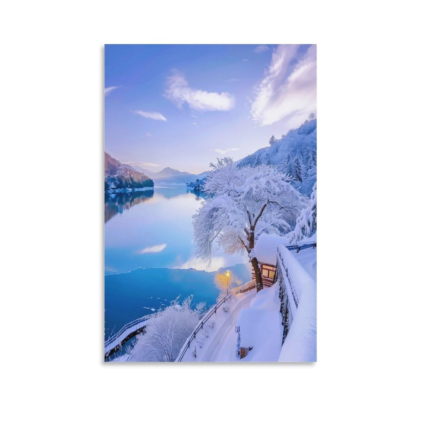 IEJKLUVWX Winter Valley Landscape Wall Pictures Frosted Blossom View Fade-Resistant Moisture Resistant Durable for Bathroom Sofa Background Home Decor Lover Original 16x24inch(40x60cm)