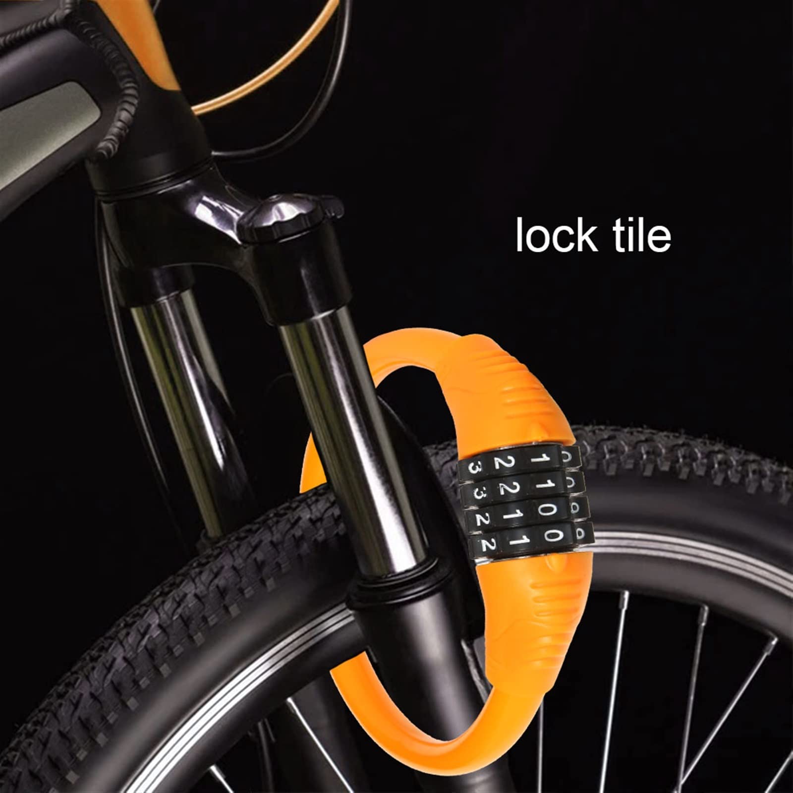 Cadenas Vélo En U à Combinaison 4 Chiffres - Anti-Vol Acier Haute Résistance Avec Coque Silicone - Noir/Orange - 5