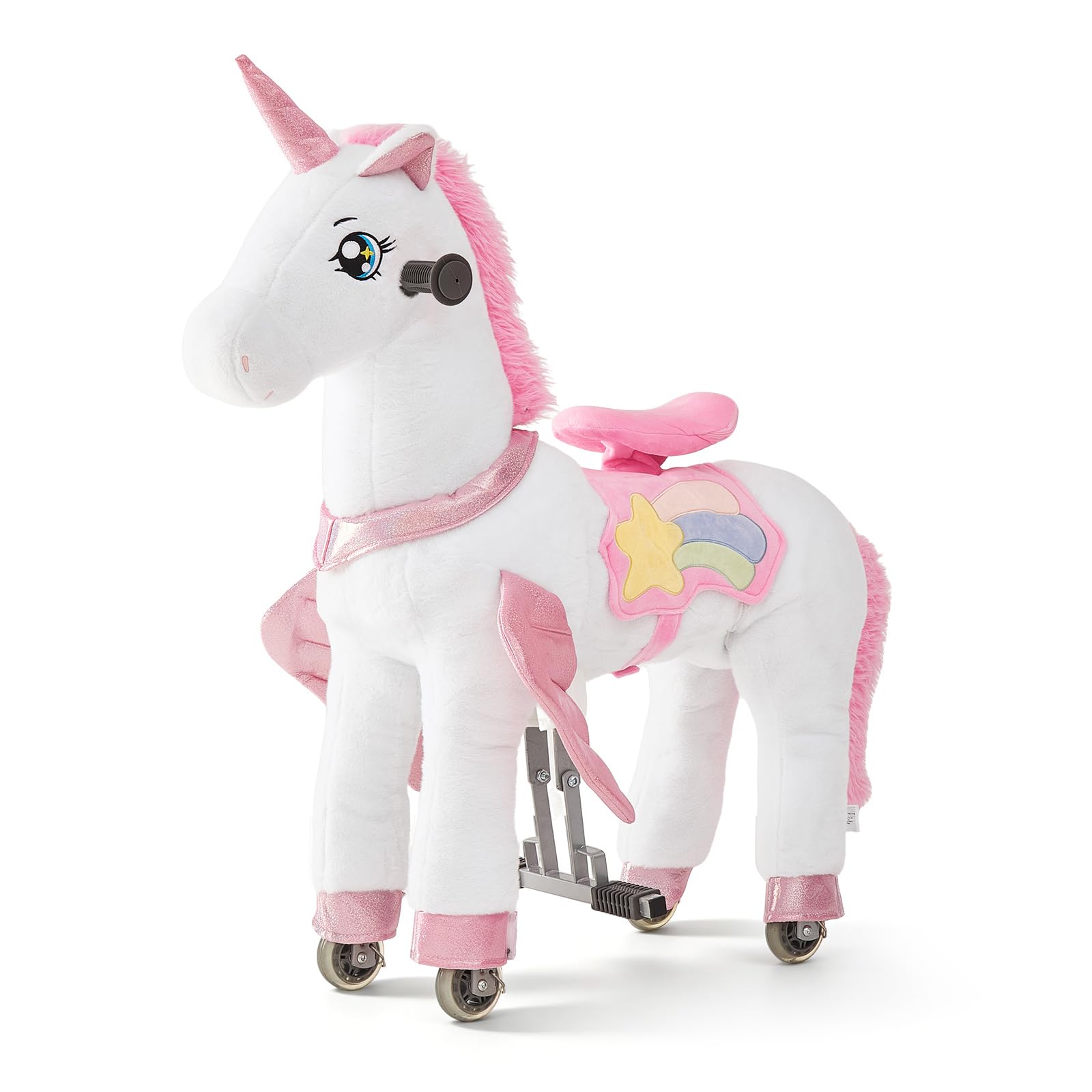 FUNLIO Unicornio Montable para Niños 3–6 Años, Juguete Montable de Peluche con Ruedas para Juego Interior y Exterior, Fácil de Montar, Certificado CPC & CE – Pequeño