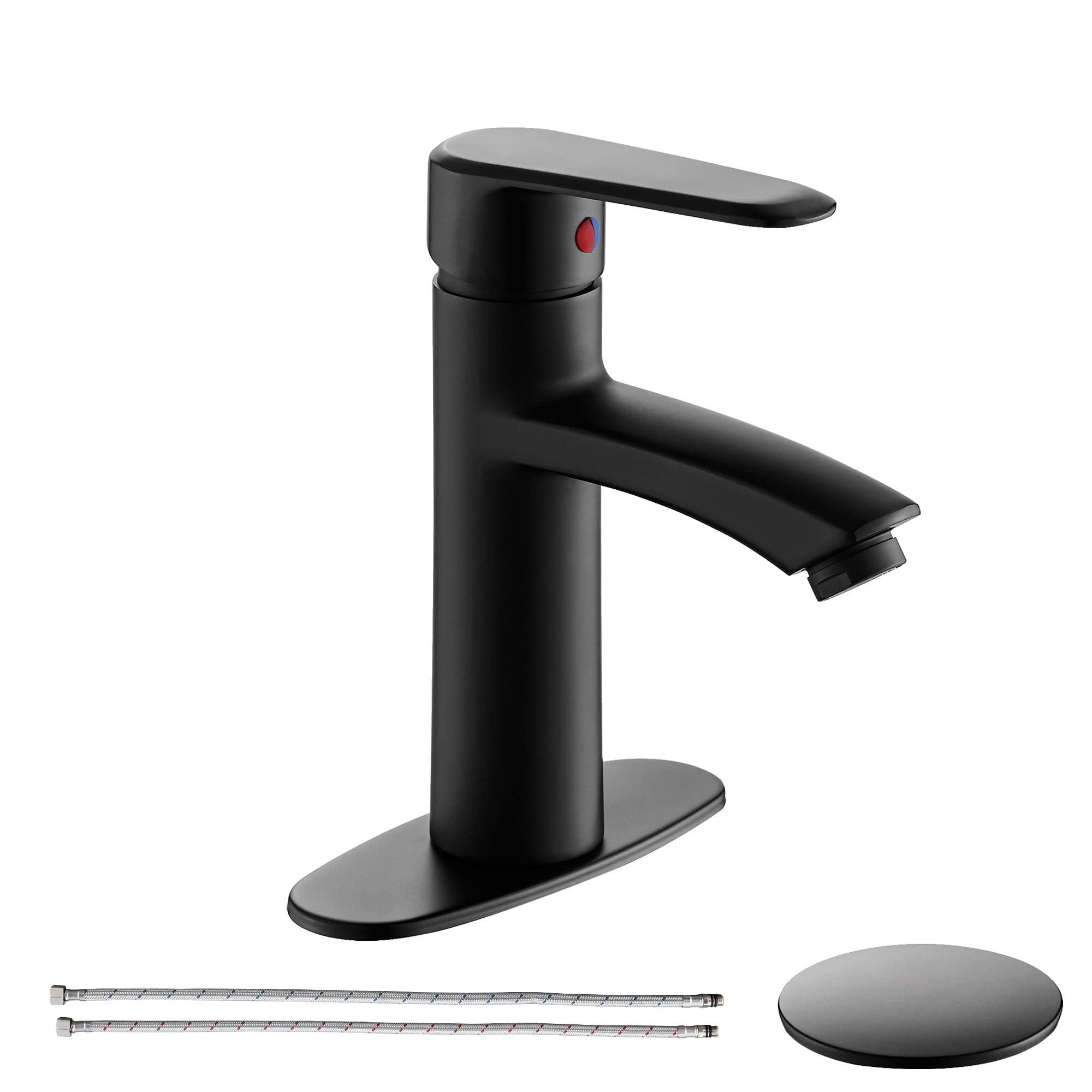 Buy Matte Black Bathroom Faucets, Single Handle 1Holes Bathroom Vanity