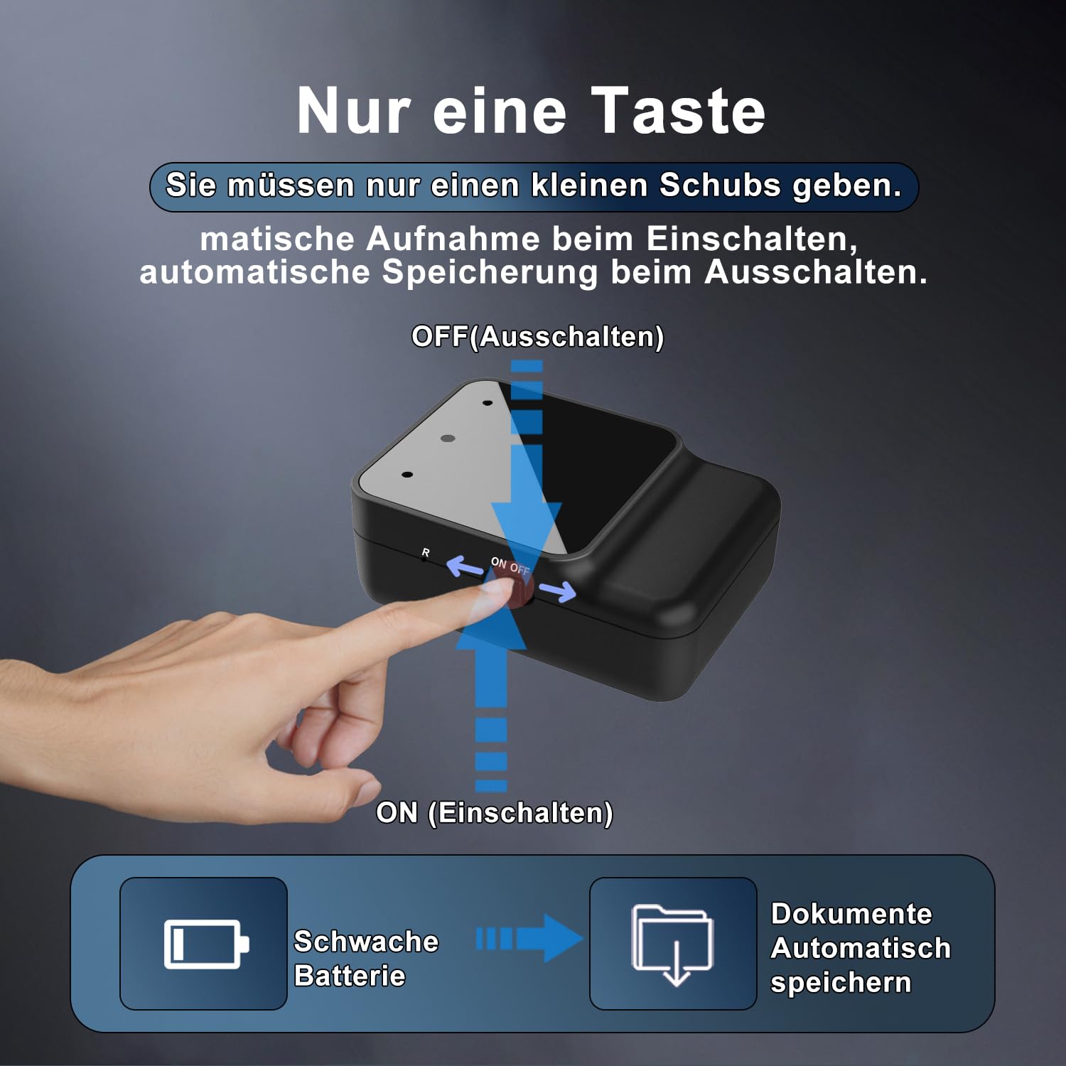 Diktiergerät Mini - Tragbares USB-C Aufnahmegerät, Geräuschreduzierung, Magnetisch, One Touch Diktiergerät, Wiederaufladbarer Audio Recorder mit Kopfhörer, für Arbeit, Studie, Meeting, Interview