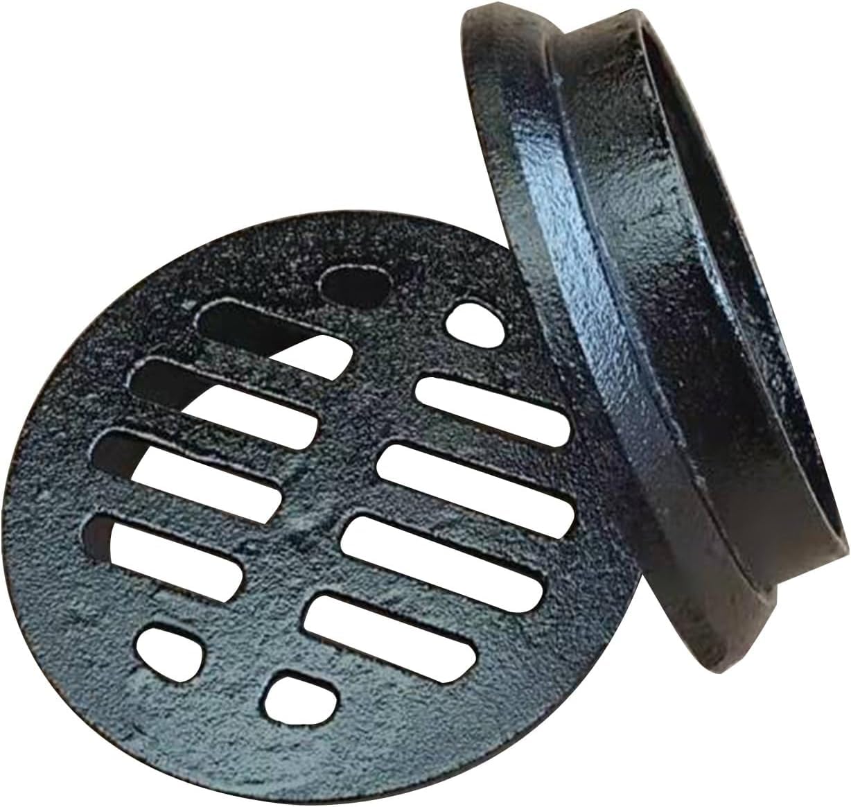 Cast Iron Floor Drain Cover, Round Anti-Clog Grate for Outdoor Drainage, 6"
