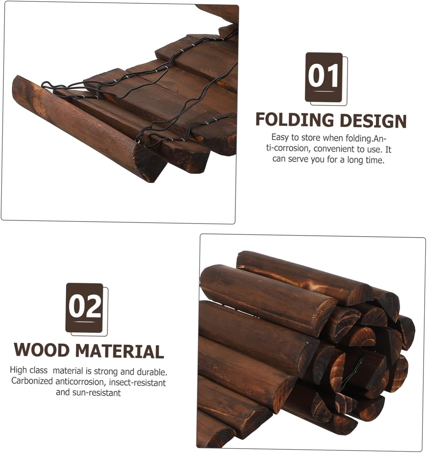 BESTonZON Garden Fence Natural Outdoor Decorative Fence for Courtyard and Garden for Flowerpot Decor and Lawn Division Easy to Install Height