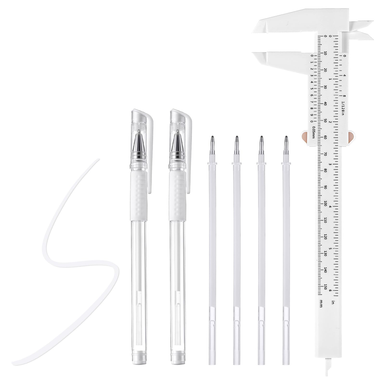 Bewudy 2 Pcs Eyebrow Microblading Marker Pen, Brow Mapping Pens (White)