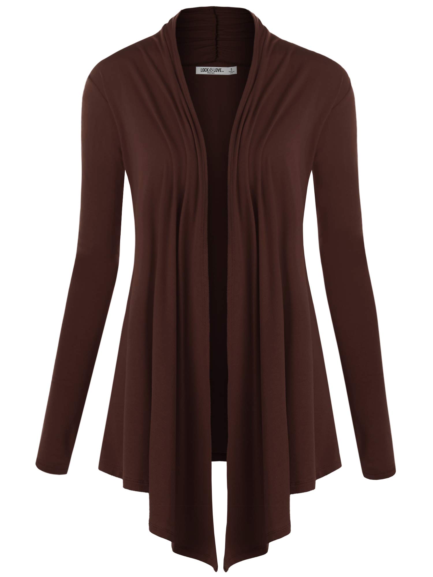 Lock and Love Women's Draped Open Front Cardigan – Lightweight Long Sleeve Asymmetrical Hem Soft Casual Duster Cover Up