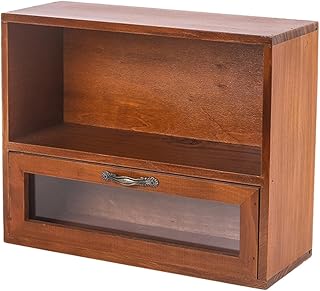 CALLARON Estante De Almacenamiento Retro Organizadores Vanidad Organizador De Almacenamiento De Maquillaje Tazas Vintage Poseedor Pequeño Largo Tocador De Baño Hacer Marrón De Madera