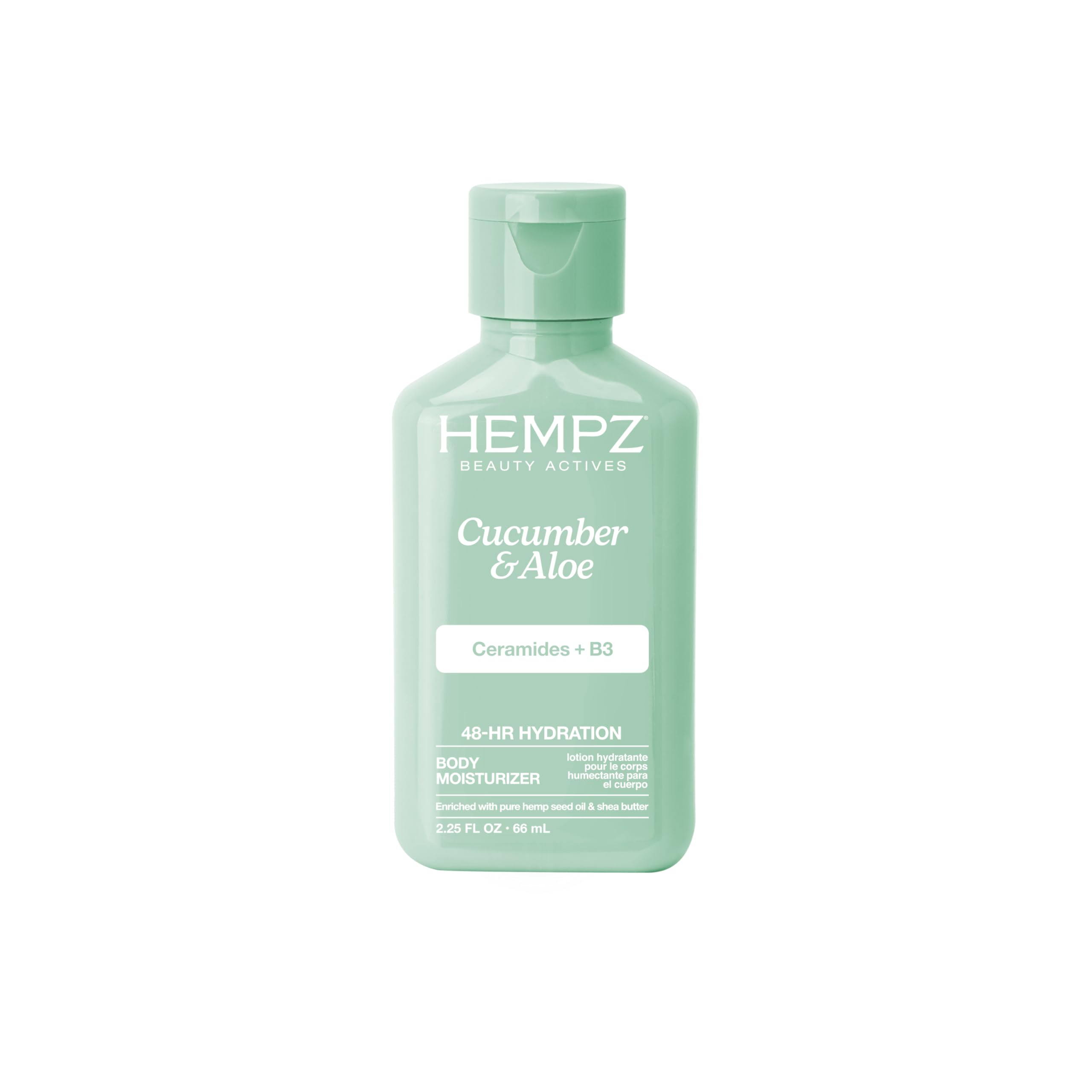 Hempz Body Lotion - Cucumber & Aloe Limited Edition Mini Daily Moisturizing Cream, Shea Butter, Aloe, Body Moisturizer - Skin Care Products, All Natural Hemp Seed Oil - Travel Size 2.25 Fl Oz