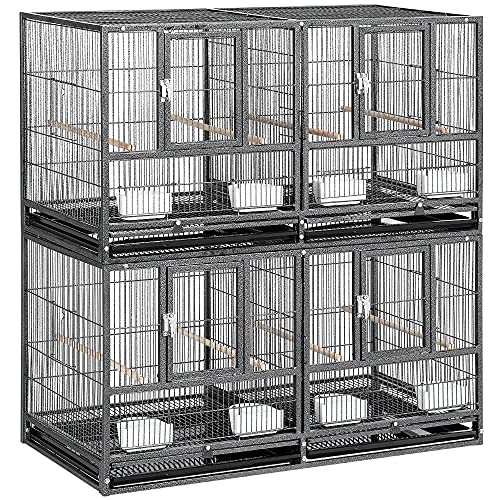 Yaheetech Double Story Divided Breeder Bird Cage for Small Parrots Parakeets Canaries Cockatiels Lovebirds Finches Budgies Quaker, Black