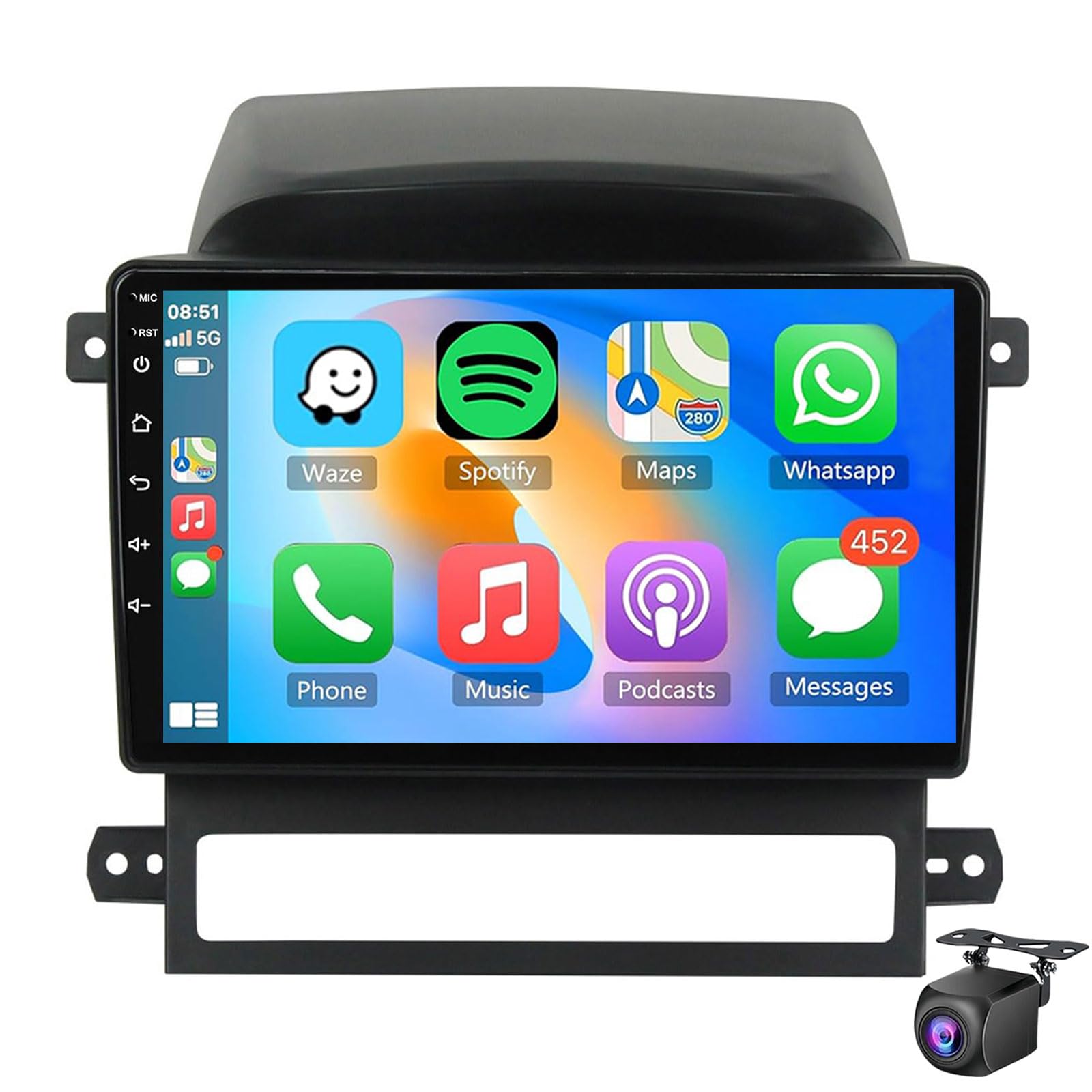 Estéreo Android 15 Para Che-vrolet Captiva 2006-2012 Con CarPlay Inalámbrico Android Auto,Radio Con Pantalla Táctil De 9 Pulgadas Con WiFi Navegación GPS Mirror Link Bluetooth EQ FM SWC Cám(Size:M700)