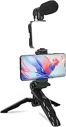 Led Portátil com Microfone Integrado e Tripé para Celular - Luz para Gravar Video Profissional, 3 Cores (Branca/Suave/Quente), 600 Lúmens, Compacto e Leve, Iluminação para Lives, Vlogs e Maquiagem