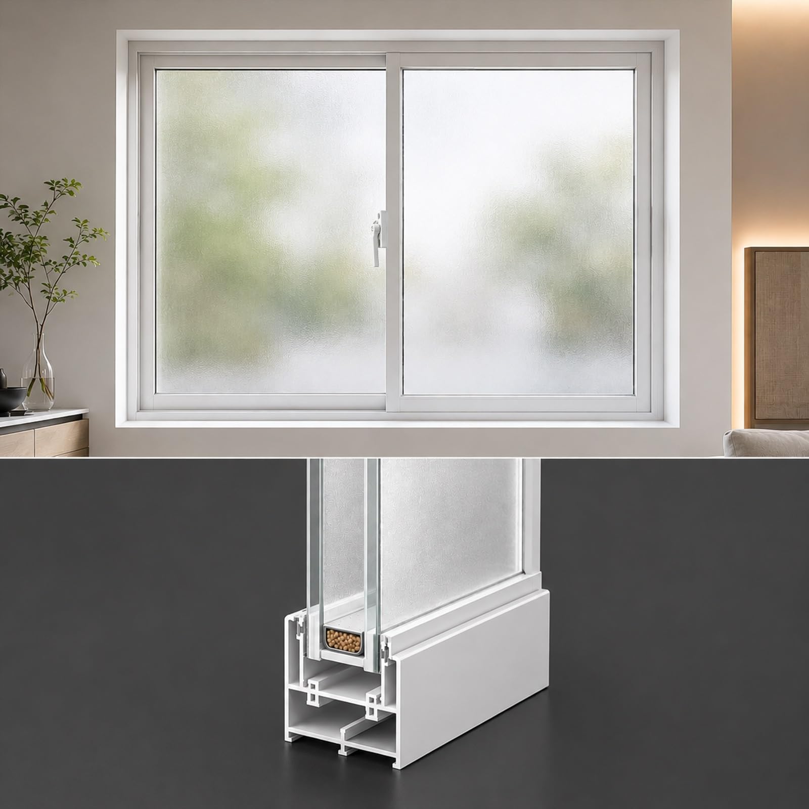 Sliding Windows Lockable Double Slide, Double Pane Glass Aluminum Alloy Frames with Insect Screens, Exterior Household Windows for Bathroom Garage Houses(White,17 * 36in)