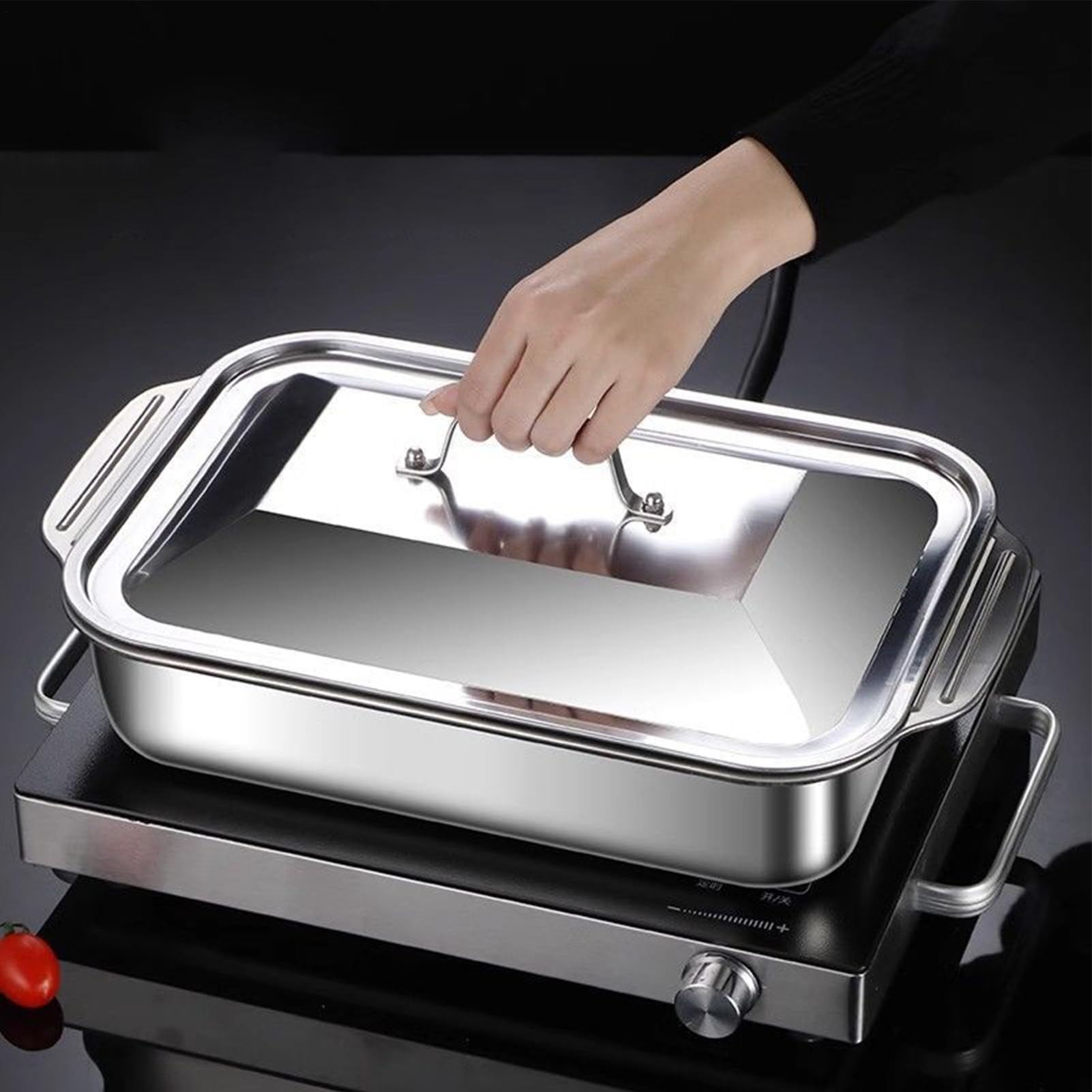 Molde de horno de acero inoxidable Molde para hornear con tapa y mango