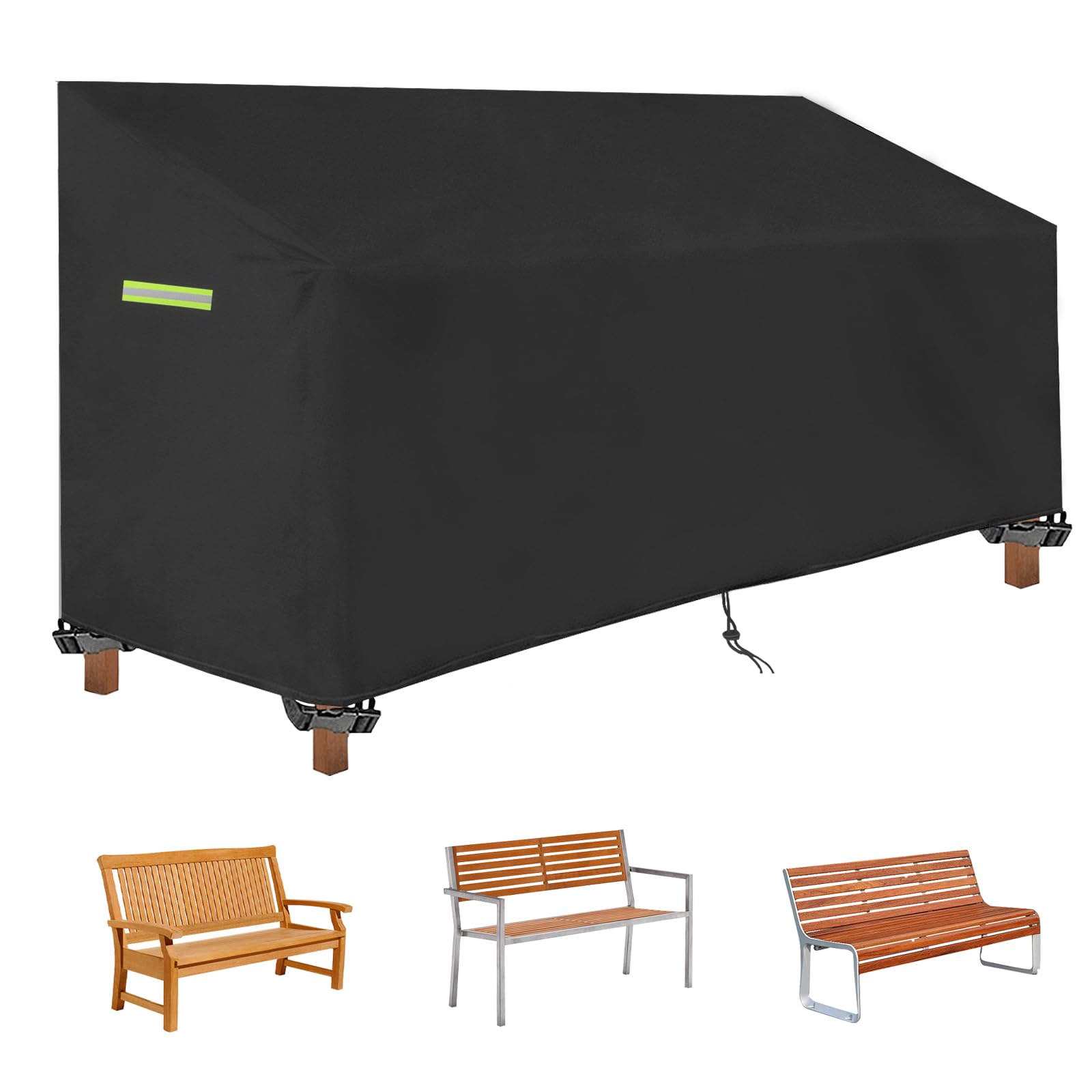 Copertura Per Panca Da Giardino 2 Posti 135x67x65/91 Cm | Tessuto Oxford 600D Impermeabile E Antivento | Con Coulisse E 4 Fibbie