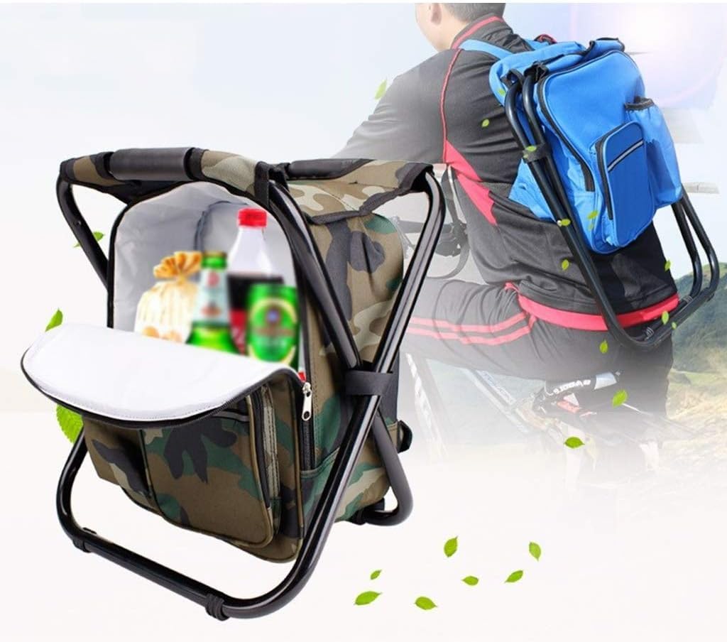 sgabello da campeggio, Sedia a zaino deluxe, sgabello pieghevole con Zaini da pesca multicolori Sgabello portatile esterno