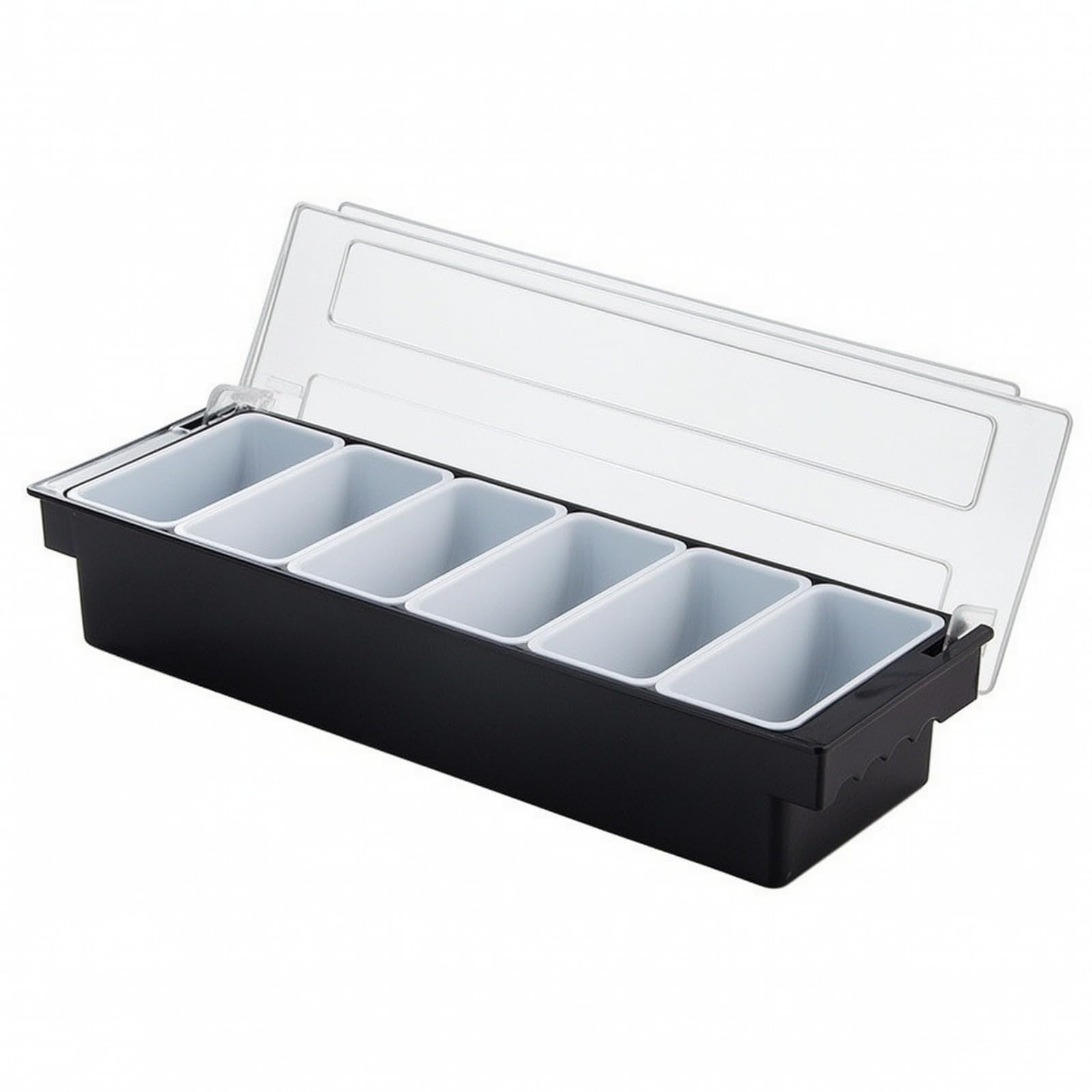 rockible Boîte Rangement Compartimen Amovibles Rectangulaire Récipient Empilable pr Cuisiniers Amateurs, Traiteur, Café, 6 Compartiments