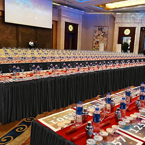 Partisky Plastic Table Skirts For Parties Disposable,Black Plastic Tablecloths For Rectangle Tables 14Ft Weddings Baby Showers 2-Pack #TOP7