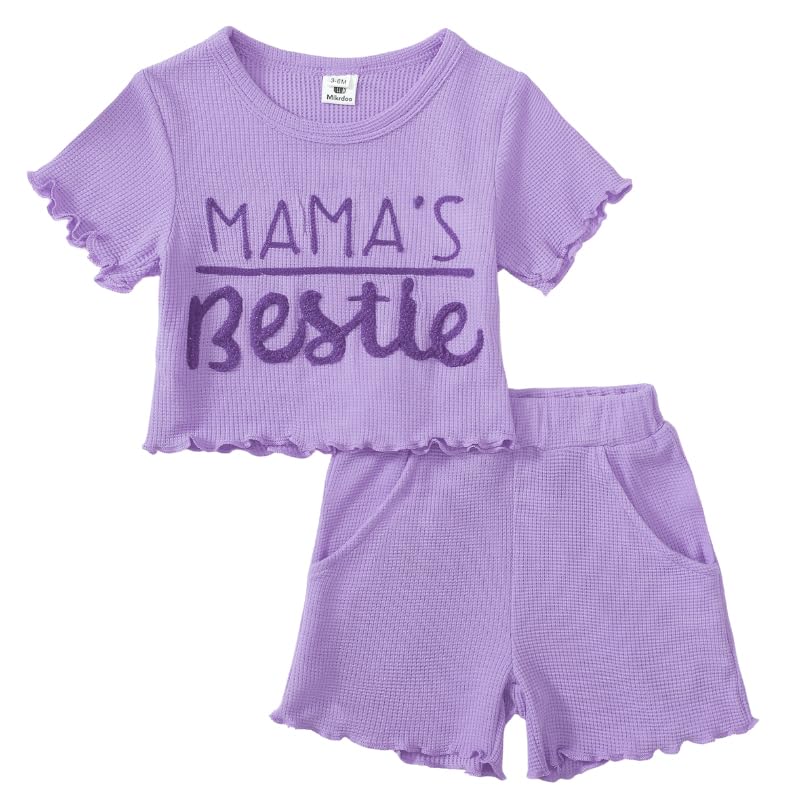 Mikrdoo Baby Girl Clothes Toddler Girl Summer Outfits Shirts Tops Ripped Denim Shorts Set Little Girl Clothes