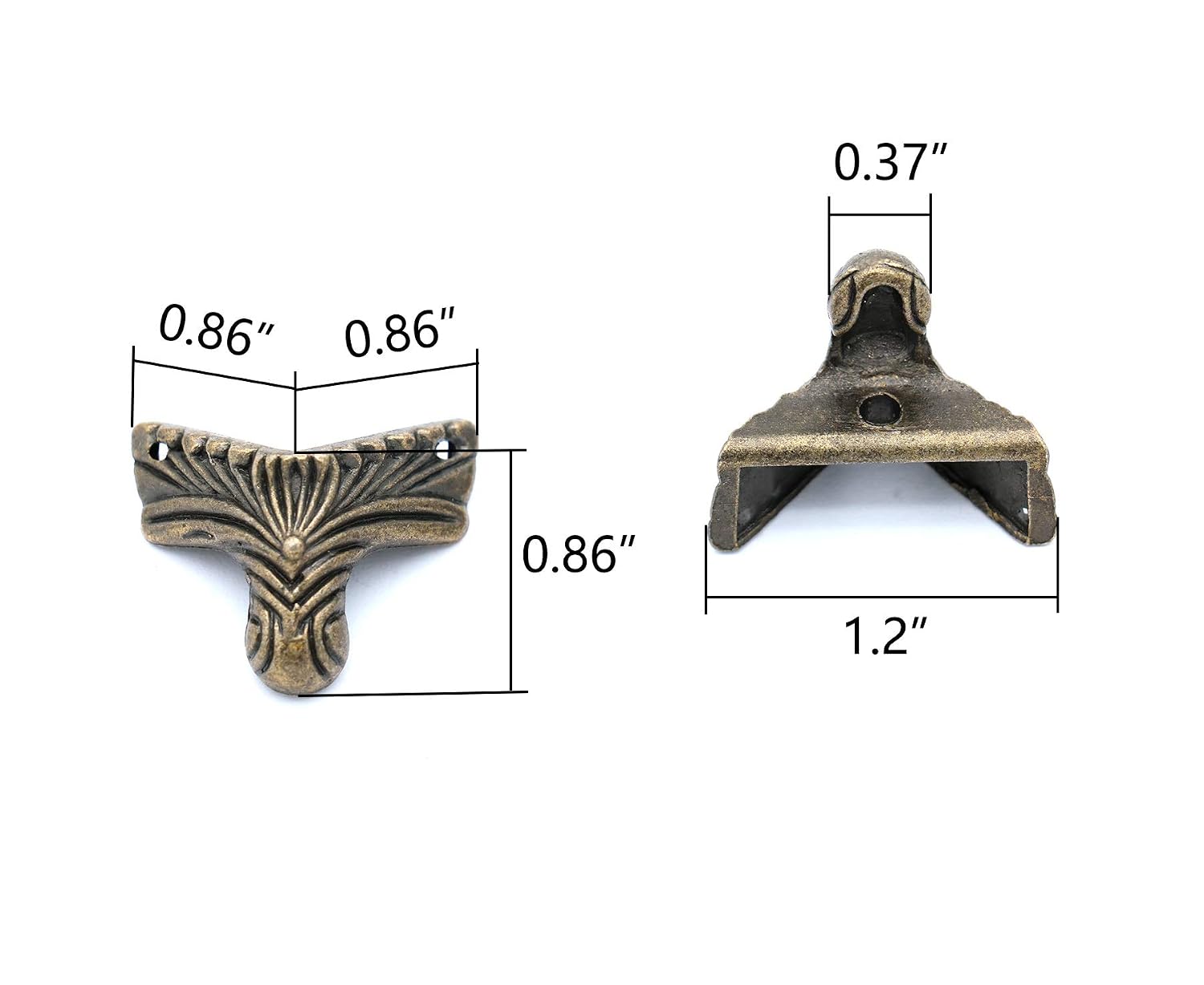 12 Pcs Vintage Bronze Foot Wooden Box, Gift Box, Jewelry Box Leg Foot Corner Protector (Contains Bronze Screws) image 4