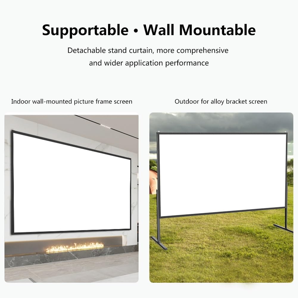 Schermo per Proiettore Pieghevole da 72/84/100pollici con Borsa per Trasporto, Schermo per Film 4K Ultra HD da Esterno per Campeggio, Feste, Home Theater(84" (16:9))