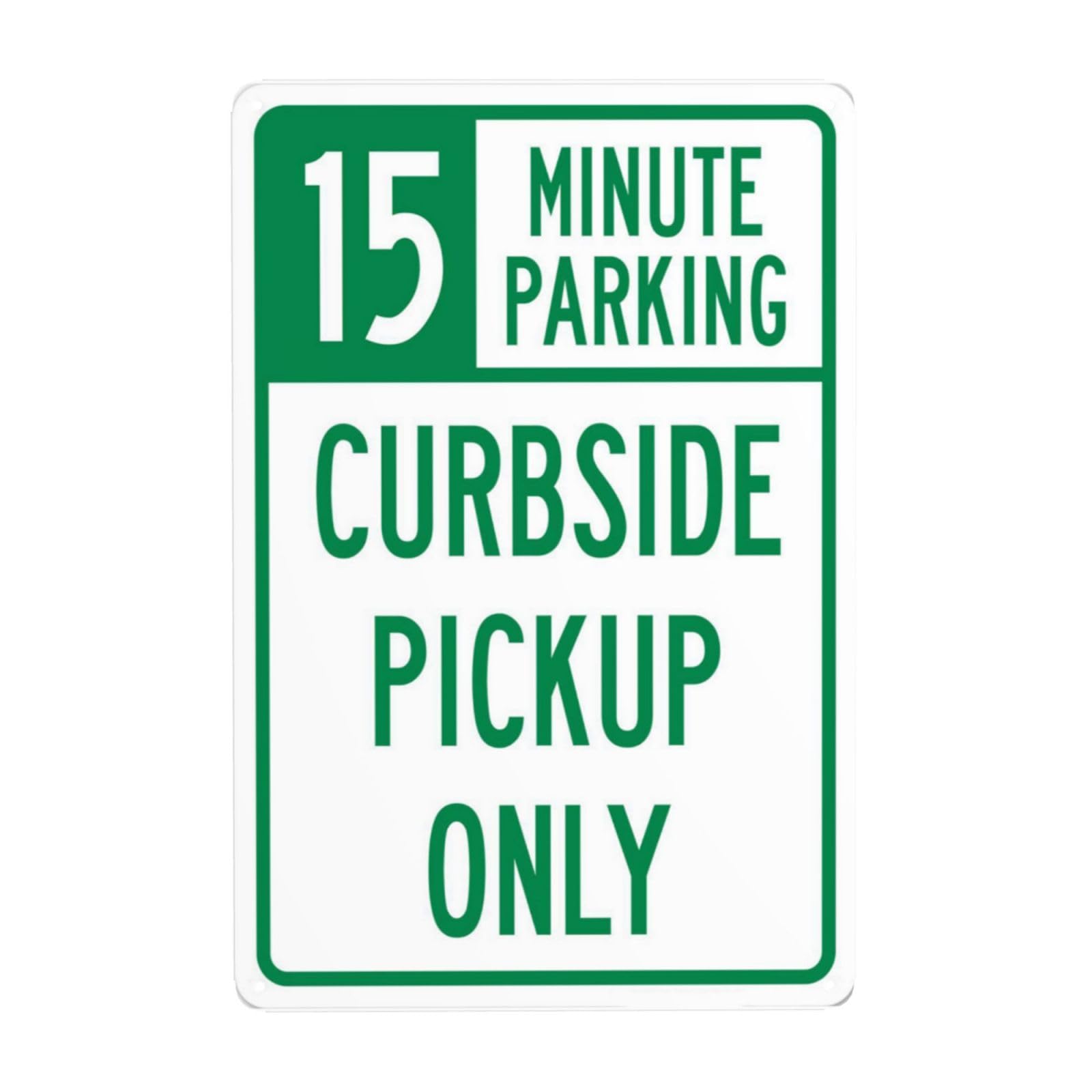 SMAZDFXX 15 Minute Parking Sign, Curbside Pickup Only Metal Signs, Cautions Security Tin Sign, Parking Lot Safety Warning Posted Signs, Perfect for Street Business and Home Wall 5.5"x8"